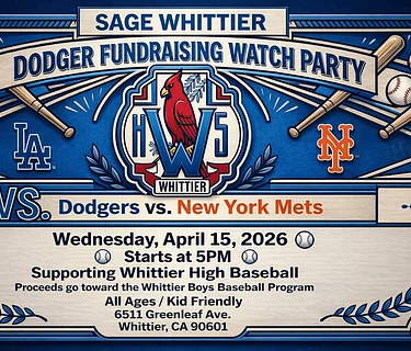 Dodger Fundraising Watch Party | Dodgers vs. Mets at Sage Whittier