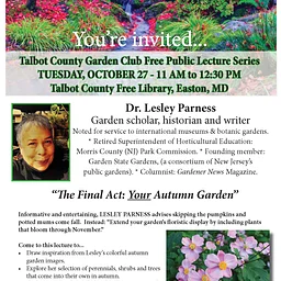 Talbot County Garden Club Free Public Lecture: Dr . Lesley Parness