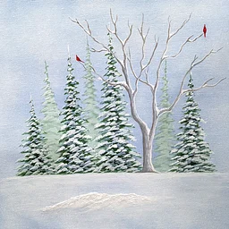 Paint Winter Tree Landscape on Canvas