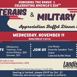 Veterans and Military Appreciation Buffet Dinner and Program