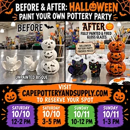 Halloween Paint Your Own Pottery Party at Cape Pottery and Supply