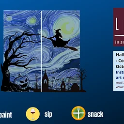 Instructed Paint Class - Halloween Starry Night Couples or individual