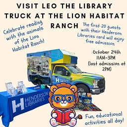 Leo the Library Truck at the Lion Habitat Ranch
