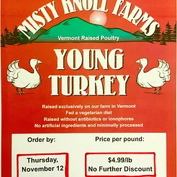 Misty Knoll Farm Thanksgiving Turkey Order Deadline
