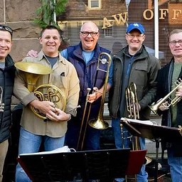 Christmas music in the Biergarten with the The Bayfield Brass Quintet