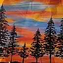 Abstract Pine Tree Sunset