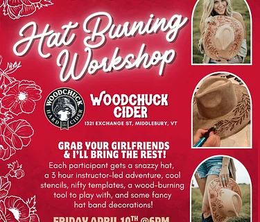Hat or Tote Burning Workshop at Woodchuck Cider