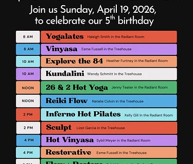 $5 classes – 5 Year Anniversary Party