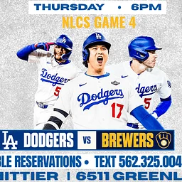 Dodgers NLCS game 4, Watch Party at Sage Whittier | October 15
