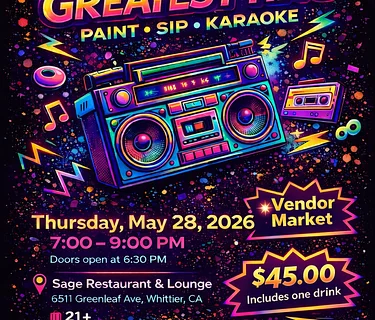 Paint n sip karaoke @ Sage Whittier 80’s Party