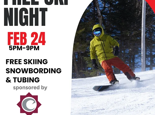 Free Skiing, Snowboarding & tubing sponsored by Community Credit Union