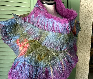 Wet Felted Wool Shawl Collar/Scarf
