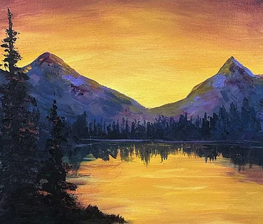 Sunset on a Golden Lake: Step by Step Acrylic Painting Class