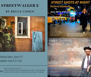 fotofoto gallery presents 3 SOLO EXHIBITIONS of PHOTOGRAPHIC WORKS by fotofoto gallery Artist Members: BRUCE COHEN • ALAN M. RICHARDS • VICTORIA ELIZABETH SHIELDS