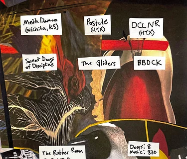 Meth Damon (KS) | Postule (HTX) | DCLNR (HTX) | The Gliders | Sweet Days of Discipline | BBDCK