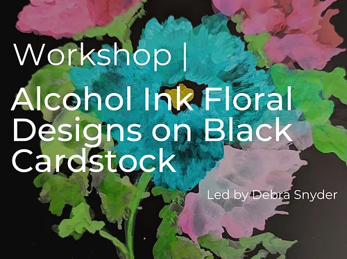 Alcohol Ink Floral Designs on Black Cardstock