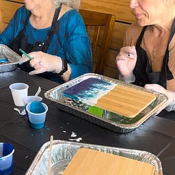 Ocean-Inspired Pour Paint: A Holiday Charcuterie Board Workshop