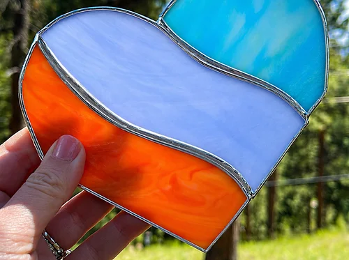 Stained Glass Social : Summer is for L💚vers Wavy Heart Sun Catchers