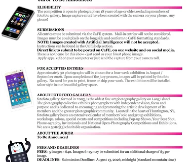 fotofoto gallery presents “12th International Phone-ography Competition” • Juror to be announced.