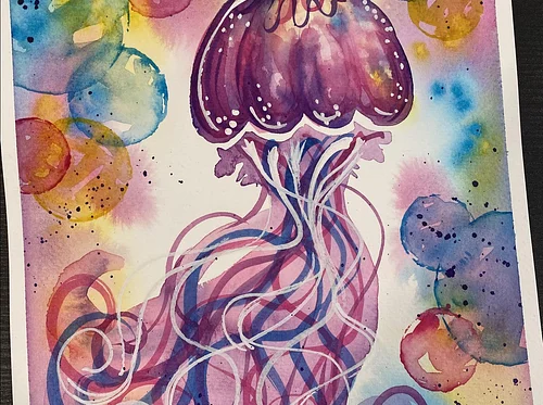Bubble Jellyfish watercolor class at The Vineyard at Hershey