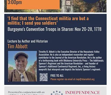 Tim Abbott Lecture: Burgoyne’s Convention Troops in Sharon: Nov 20-28, 1778