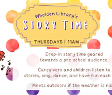 Weekly storytime at Whelden Memorial Library, West Barnstable