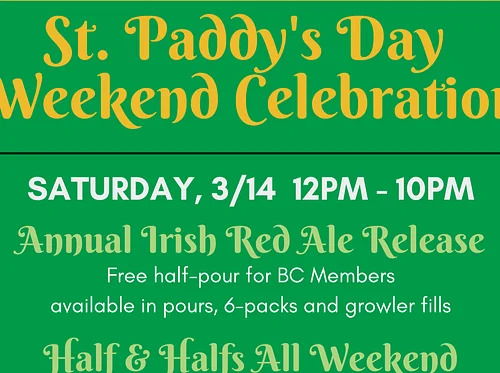 🍀 St. Paddy’s Day Weekend Celebration at Water’s End Brewery 🍀