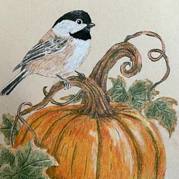 Mixed Media Fall Chickadee