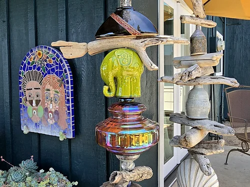 Sculptural Lamp Stack with Mosaic