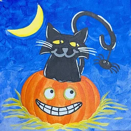 Halloween Cat Kids Canvas