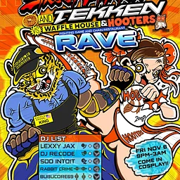 「STREET FIGHTER AND TEKKEN VS WAFFLE HOUSE & HOOTERS FIGHTING GAME AND CHAIN RESTAURANT RAVE」