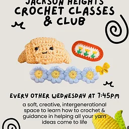 ART Crochet Club! Beginner to Intermediate Friendly Workshop (7+)