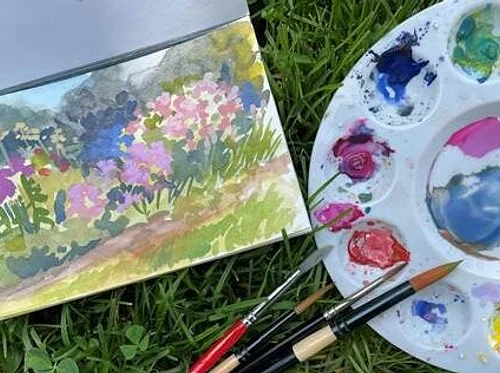 Watercolor Painting in the Garden at Clinton Academy