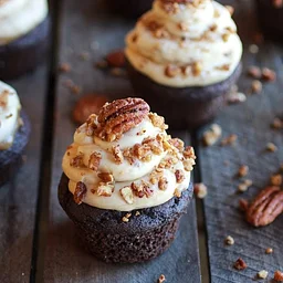Chocolate Bourbon Pecan Pie Cupcakes (from scratch)