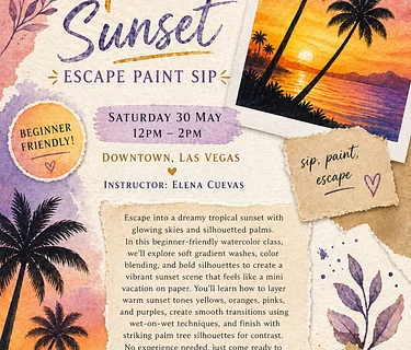 Las Vegas Watercolor Group: Golden Palms Sunset