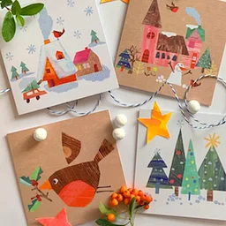 Mixed Media Collage Holiday Cards