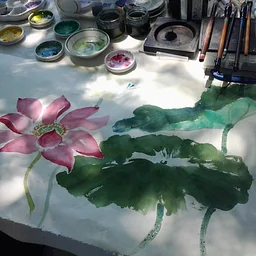 Asian Brush Painting: Lotus Flower & Waterfowl