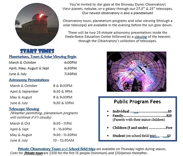 Observatory Program (Holiday) @Bruneau Dunes