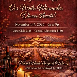 November 14th, 2026🍷✨ An Evening to Remember: Winemaker’s Dinner at Hannah Nicole Vineyards & Winery ✨🍷