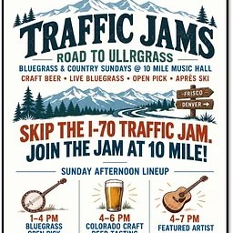 TRAFFIC JAMS – Road to Ullrgrass – Bluegrass & Craft Beer Tastings – Sunday Concert Series
