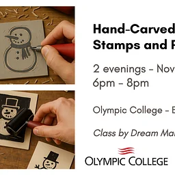 Linocut Holiday Cards @ Olympic College Bremerton