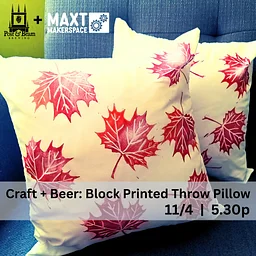 Craft + Beer: Block Printed Throw Pillow