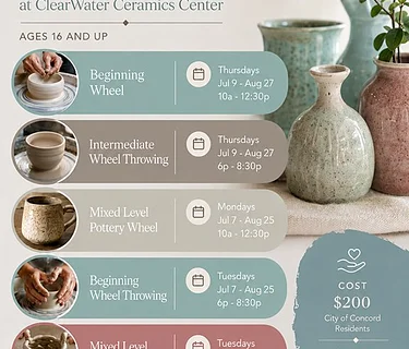 Ceramics Classes for Summer 2026 Start in July!