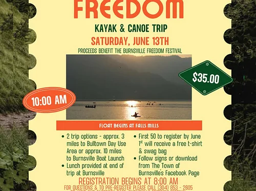 Float for Freedom – Kayak Fun Float on the Burnsville Lake