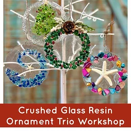 Crushed Glass Resin Ornament Trio Fundraiser