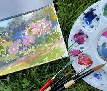 Watercolor Painting in the Garden at Clinton Academy