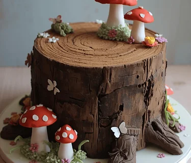 Fondant Tree Stump Cake Series