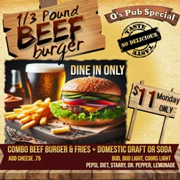 BURGER & BEER MONDAYS at Q's Pub and Grill