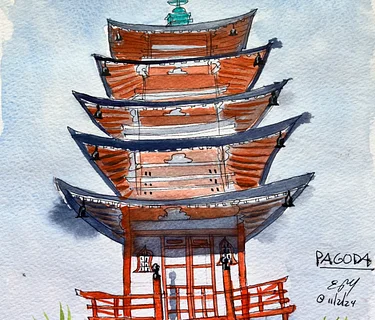 Easy Sketching with Eileen: Japanese Tea Garden