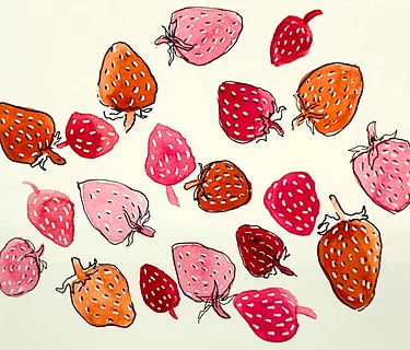 Art & Sip: Watercolor Strawberry Doodles